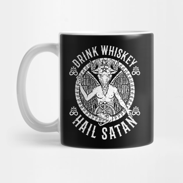 Drink Whiskey Hail Satan I Satanic Baphomet design by biNutz